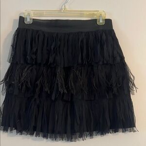 See You Monday Chic Black Ruffled Mini Skirt Size M